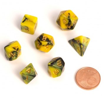 Würfel-Set: Blackfire Dice Fairy Dice RPG Set - BiColor Yellow Black (7)