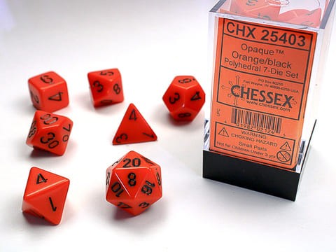 7 Würfel mehrseitig Opaque Polyhedral Orange/black